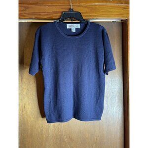 CRYSTAL KOBE vintage 90s Navy Blue Short Sleeve hole Sweater